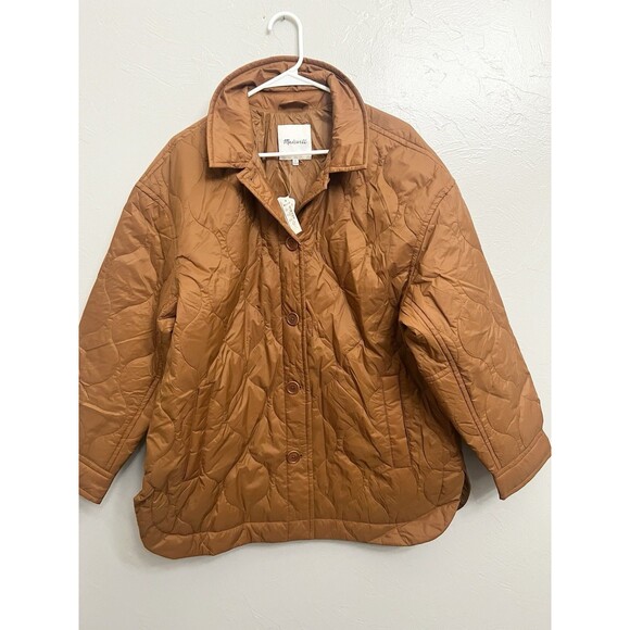 Madewell Air Puff Quilted Shirt Jacket Warm Coffee Rust Orange XL New NWT Coat - Picture 5 of 14